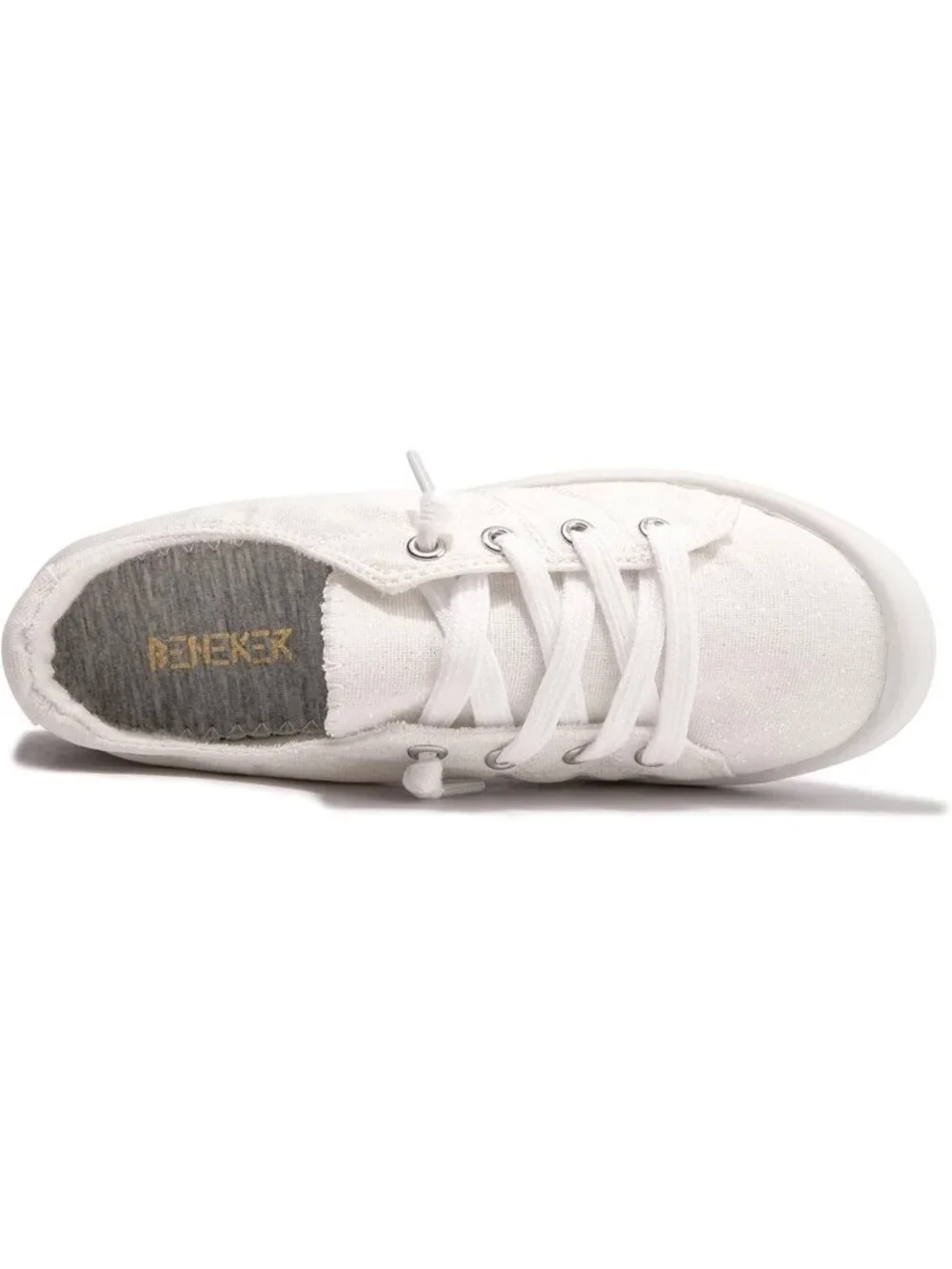 Womens White Glitter Tennis Shoes Classic Canva Low Top Athletic Running Sneaker
